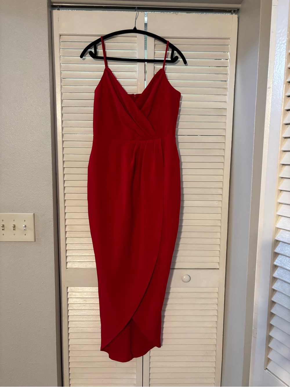 julia jordan Red Wrap-Front Midi Dress